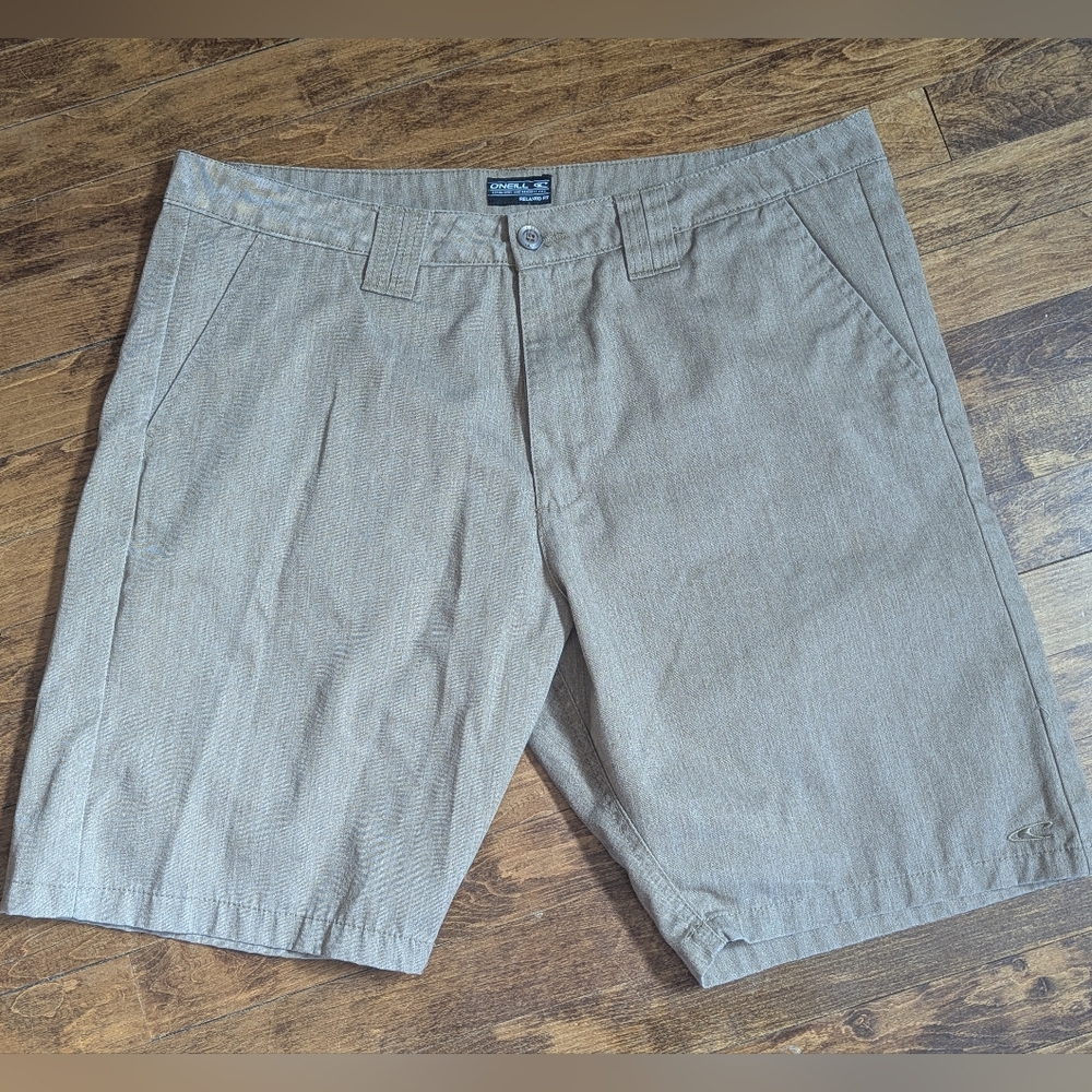 O'Neill Men's 38‎ Relaxed Fit Tan Flat Front Shorts